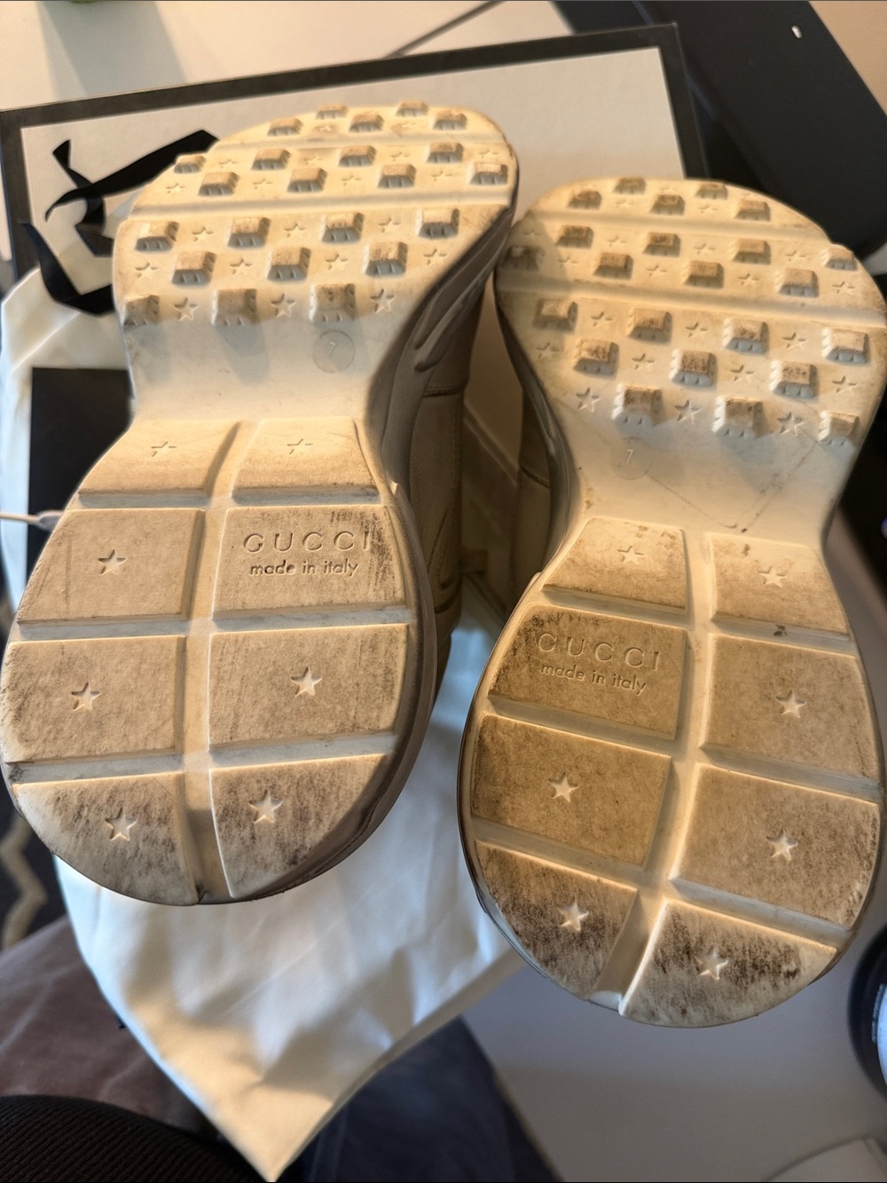 Gucci Men's Off-White/Taupe Chunky Runner Sneakers - Picture 8 of 9